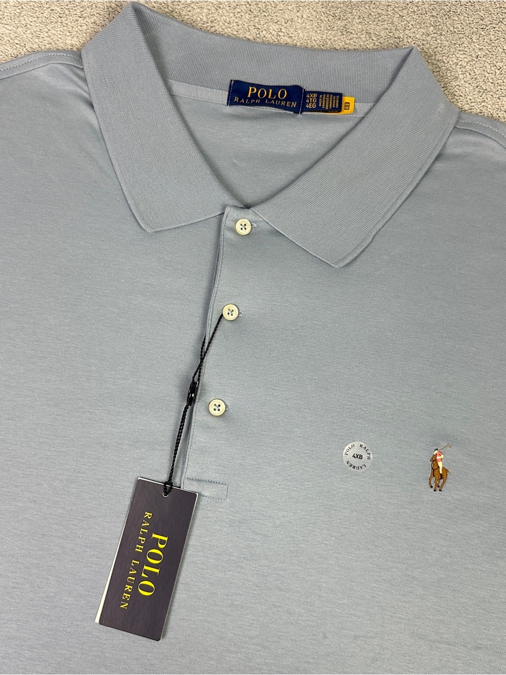 Polo Ralph Lauren Polo‎ Shirt Mens 4XB Blue Big & Tall Classic Pony Stretch NEW